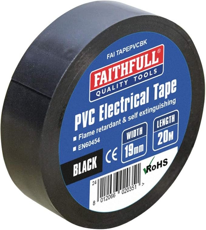 Faithfull FAITAPEPVCBK Black PVC Electrical Tape 19mm x 20M 7 61KnnzKDgpL. AC SX679