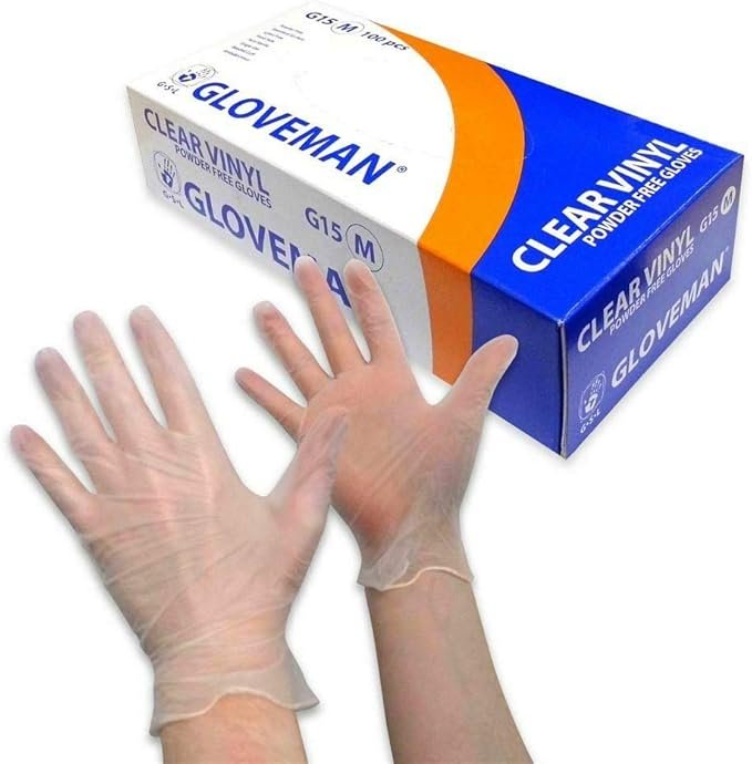 Gloveman Clear Vinyl Gloves (Box of 100) (Medium) 9 61k8 hJ8ebL. AC SX679