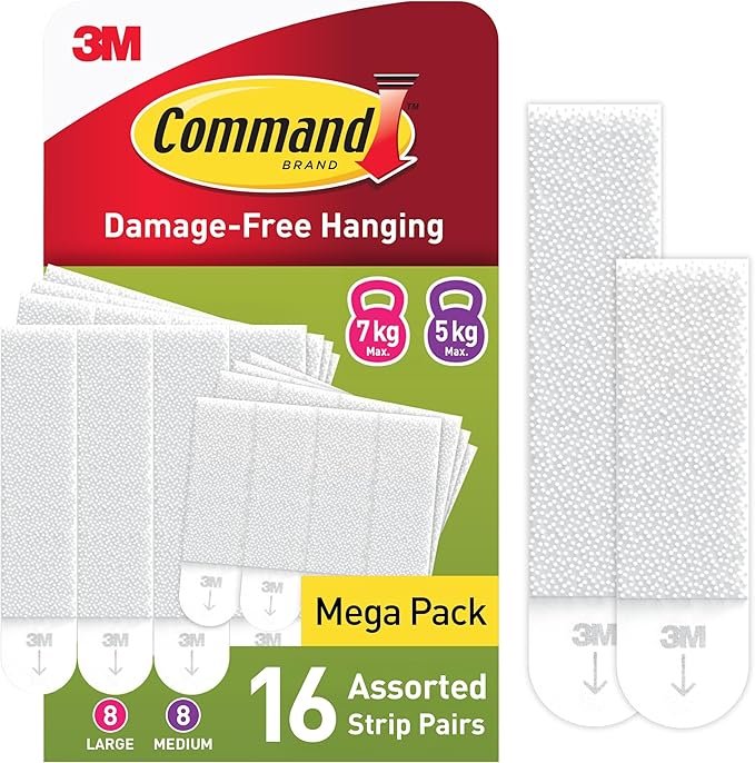 Command Picture Hanging Strips, Value Pack - 8 Pairs of Medium (16 Strips) 3 Command Picture Hanging Strips, Value Pack – 8 Pairs of Medium (16 Strips)